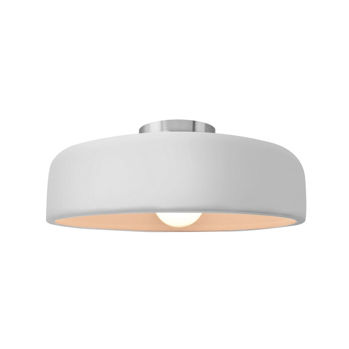 Justice Designs - CER-6343-WTWT-NCKL - One Light Semi-Flush Mount - Radiance - Gloss White (outside and inside of fixture)
