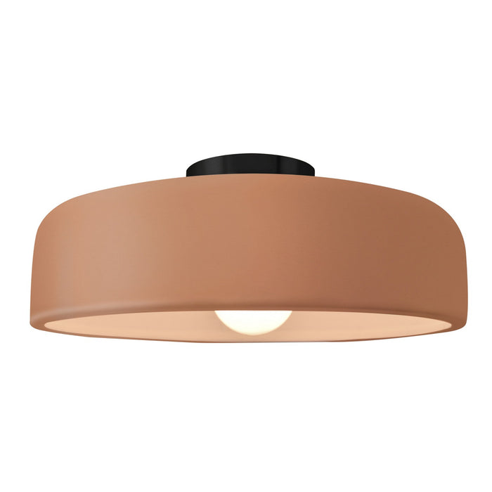 Justice Designs - CER-6345-ADOB-MBLK - One Light Semi-Flush Mount - Radiance - Adobe