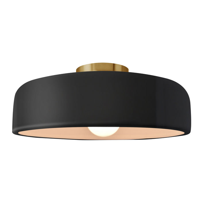 Justice Designs - CER-6345-BKMT-BRSS - One Light Semi-Flush Mount - Radiance - Gloss Black w/ Matte White