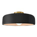 Justice Designs - CER-6345-BLK-BRSS - One Light Semi-Flush Mount - Radiance - Gloss Black
