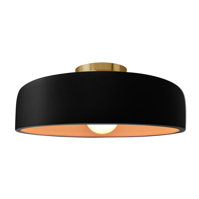 Justice Designs - CER-6345-CBGD-BRSS - One Light Semi-Flush Mount - Radiance - Carbon Matte Black w/ Champagne Gold