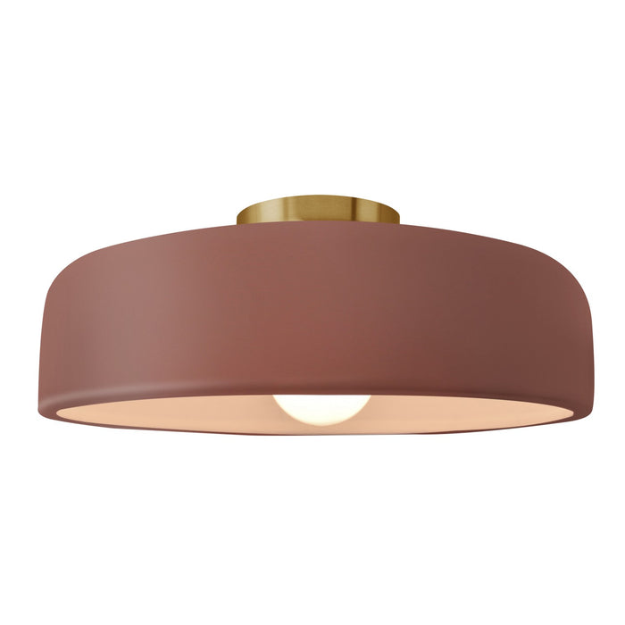 Justice Designs - CER-6345-CLAY-BRSS - One Light Semi-Flush Mount - Radiance - Canyon Clay