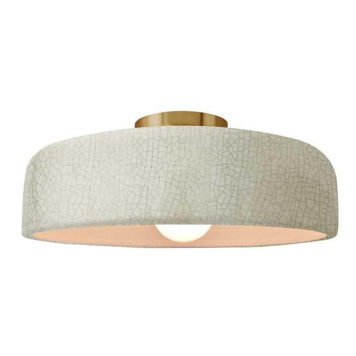 Justice Designs - CER-6345-CRK-BRSS - One Light Semi-Flush Mount - Radiance - White Crackle