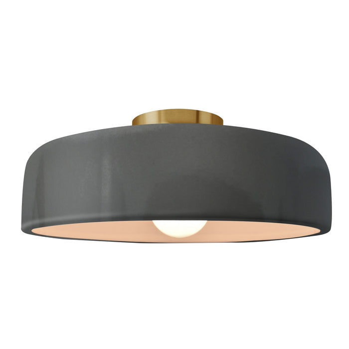 Justice Designs - CER-6345-GRY-BRSS - One Light Semi-Flush Mount - Radiance - Gloss Grey