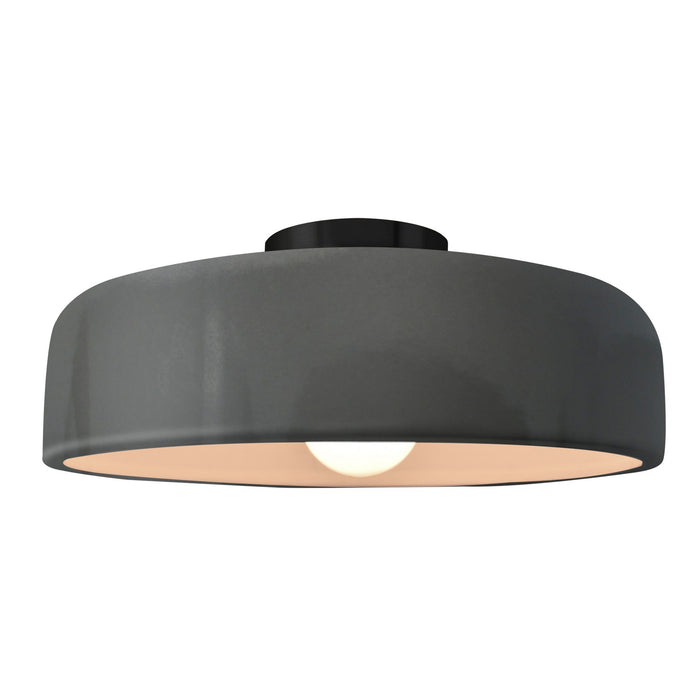 Justice Designs - CER-6345-GRY-MBLK - One Light Semi-Flush Mount - Radiance - Gloss Grey
