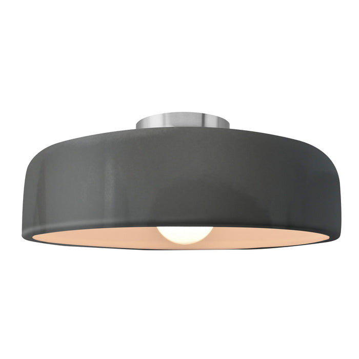 Justice Designs - CER-6345-GRY-NCKL - One Light Semi-Flush Mount - Radiance - Gloss Grey