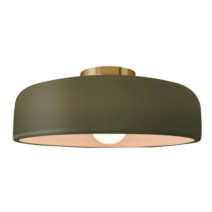 Justice Designs - CER-6345-MGRN-BRSS - One Light Semi-Flush Mount - Radiance - Matte Green
