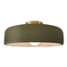 Justice Designs - CER-6345-MGRN-BRSS - One Light Semi-Flush Mount - Radiance - Matte Green
