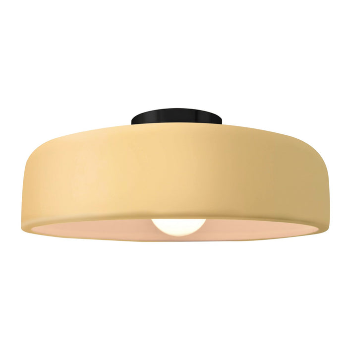 Justice Designs - CER-6345-MYLW-MBLK - One Light Semi-Flush Mount - Radiance - Muted Yellow