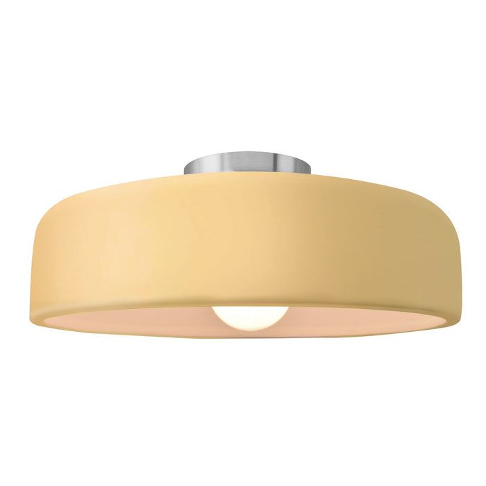 Justice Designs - CER-6345-MYLW-NCKL - One Light Semi-Flush Mount - Radiance - Muted Yellow