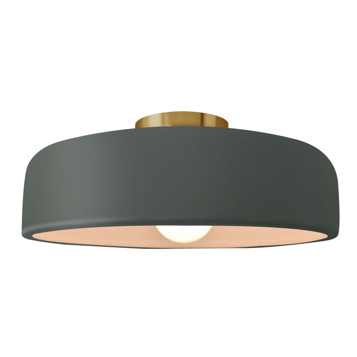 Justice Designs - CER-6345-PWGN-BRSS - One Light Semi-Flush Mount - Radiance - Pewter Green