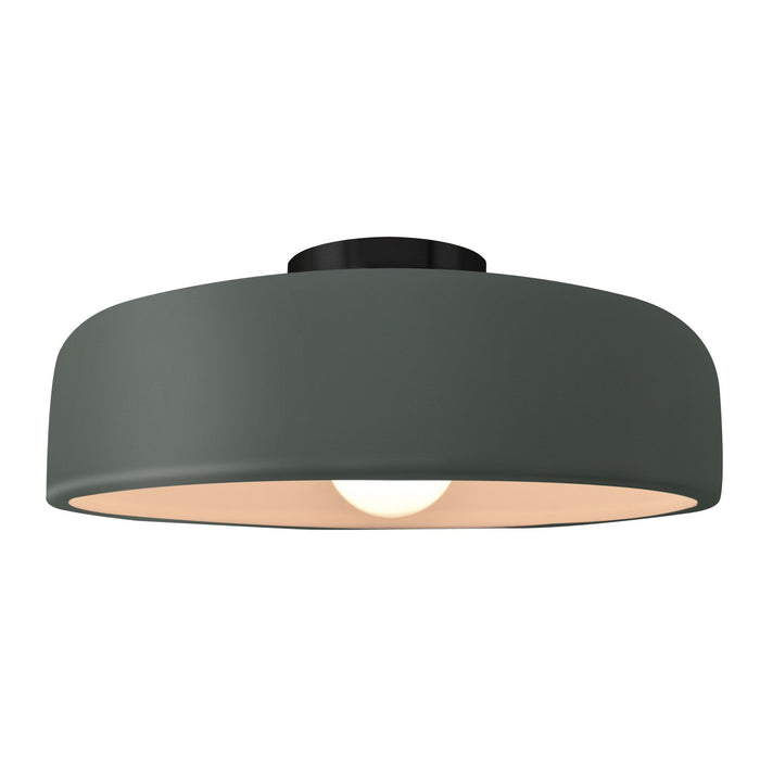 Justice Designs - CER-6345-PWGN-MBLK - One Light Semi-Flush Mount - Radiance - Pewter Green