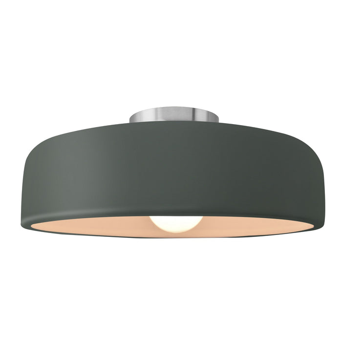 Justice Designs - CER-6345-PWGN-NCKL - One Light Semi-Flush Mount - Radiance - Pewter Green