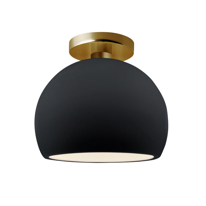 Justice Designs - CER-6350-BKMT-BRSS - One Light Semi-Flush Mount - Radiance - Gloss Black w/ Matte White
