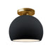 Justice Designs - CER-6350-BLK-BRSS - One Light Semi-Flush Mount - Radiance - Gloss Black