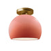 Justice Designs - CER-6350-BSH-BRSS - One Light Semi-Flush Mount - Radiance - Gloss Blush
