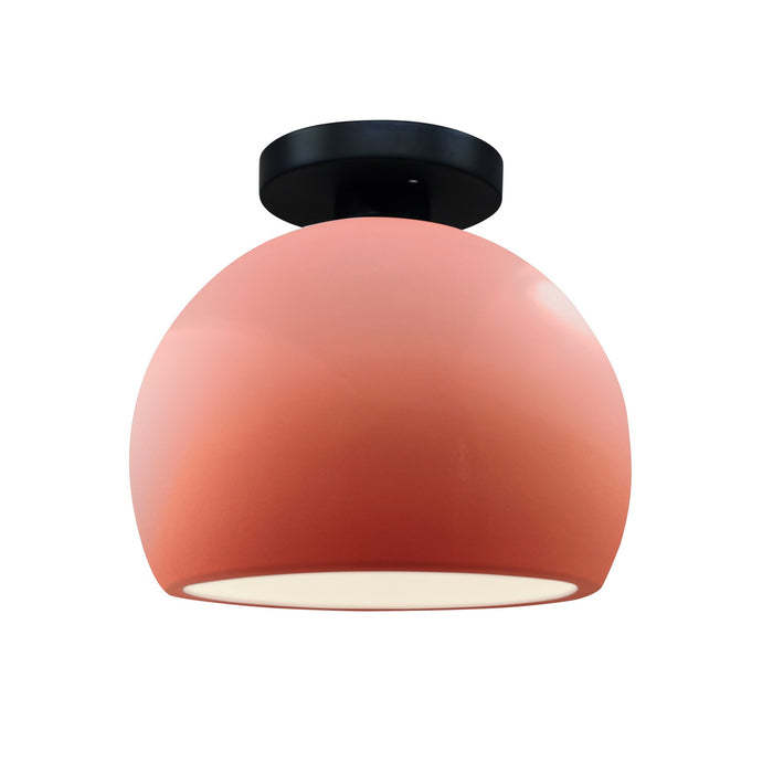 Justice Designs - CER-6350-BSH-MBLK - One Light Semi-Flush Mount - Radiance - Gloss Blush