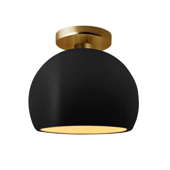 Justice Designs - CER-6350-CBGD-BRSS - One Light Semi-Flush Mount - Radiance - Carbon Matte Black w/ Champagne Gold