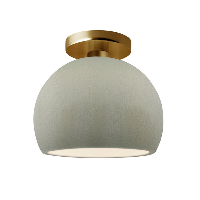 Justice Designs - CER-6350-CKC-BRSS - One Light Semi-Flush Mount - Radiance - Celadon Green Crackle