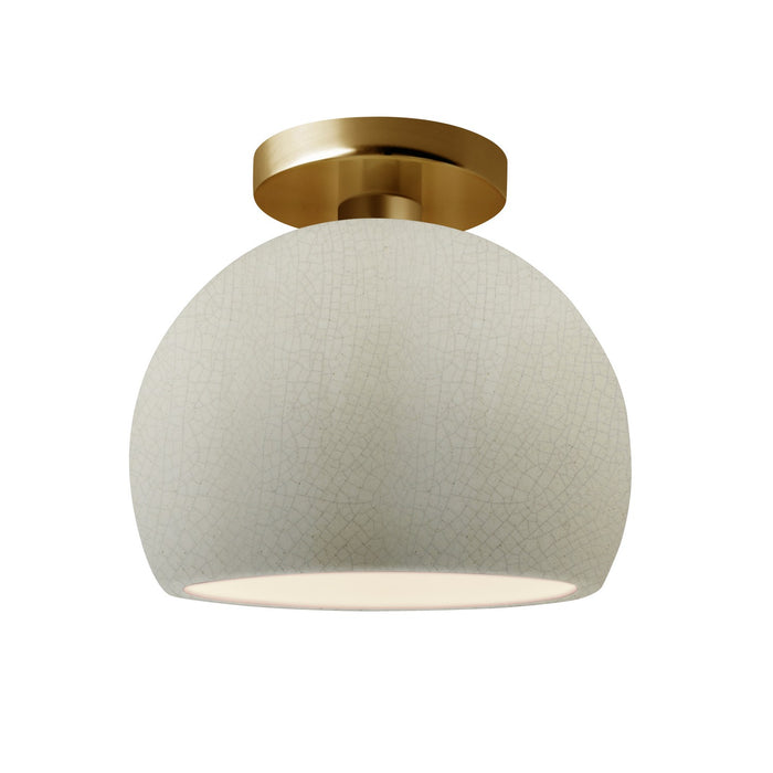 Justice Designs - CER-6350-CRK-BRSS - One Light Semi-Flush Mount - Radiance - White Crackle