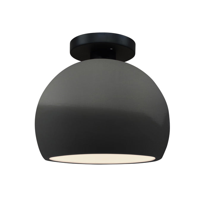 Justice Designs - CER-6350-GRY-MBLK - One Light Semi-Flush Mount - Radiance - Gloss Grey