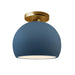 Justice Designs - CER-6350-MDMT-BRSS - One Light Semi-Flush Mount - Radiance - Midnight Sky w/ Matte White