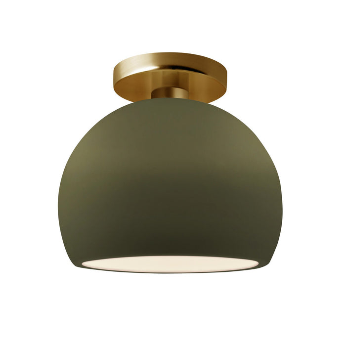 Justice Designs - CER-6350-MGRN-BRSS - One Light Semi-Flush Mount - Radiance - Matte Green