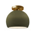 Justice Designs - CER-6350-MGRN-BRSS - One Light Semi-Flush Mount - Radiance - Matte Green
