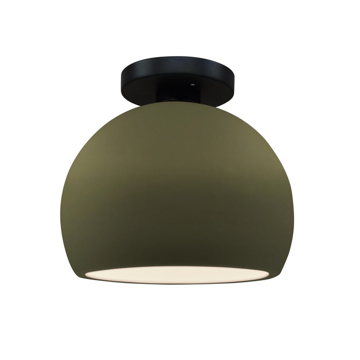 Justice Designs - CER-6350-MGRN-MBLK - One Light Semi-Flush Mount - Radiance - Matte Green
