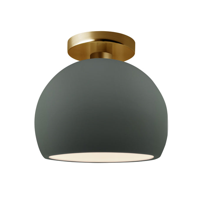 Justice Designs - CER-6350-PWGN-BRSS - One Light Semi-Flush Mount - Radiance - Pewter Green