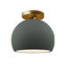 Justice Designs - CER-6350-PWGN-BRSS - One Light Semi-Flush Mount - Radiance - Pewter Green