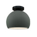Justice Designs - CER-6350-PWGN-MBLK - One Light Semi-Flush Mount - Radiance - Pewter Green