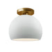Justice Designs - CER-6350-WTWT-BRSS - One Light Semi-Flush Mount - Radiance - Gloss White (outside and inside of fixture)