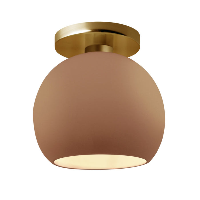 Justice Designs - CER-6353-ADOB-BRSS - One Light Semi-Flush Mount - Radiance - Adobe