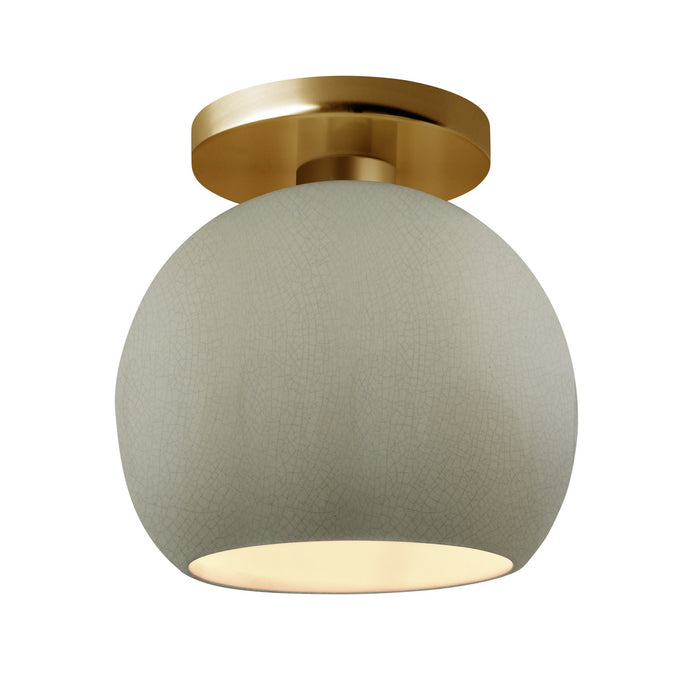 Justice Designs - CER-6353-CKC-BRSS - One Light Semi-Flush Mount - Radiance - Celadon Green Crackle