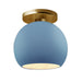 Justice Designs - CER-6353-SKBL-BRSS - One Light Semi-Flush Mount - Radiance - Sky Blue