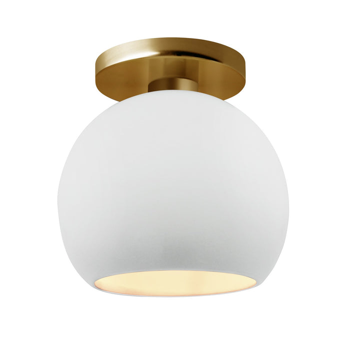 Justice Designs - CER-6353-WHT-BRSS - One Light Semi-Flush Mount - Radiance - Gloss White