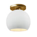 Justice Designs - CER-6353-WTWT-BRSS - One Light Semi-Flush Mount - Radiance - Gloss White (outside and inside of fixture)