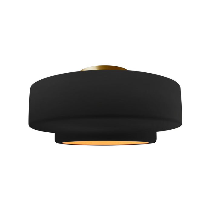 Justice Designs - CER-6363-CBGD-BRSS - One Light Semi-Flush Mount - Radiance - Carbon Matte Black w/ Champagne Gold