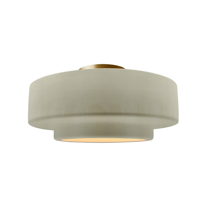 Justice Designs - CER-6363-CKC-BRSS - One Light Semi-Flush Mount - Radiance - Celadon Green Crackle