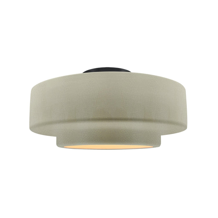 Justice Designs - CER-6363-CKC-MBLK - One Light Semi-Flush Mount - Radiance - Celadon Green Crackle