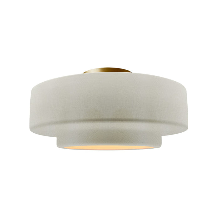 Justice Designs - CER-6363-CRK-BRSS - One Light Semi-Flush Mount - Radiance - White Crackle