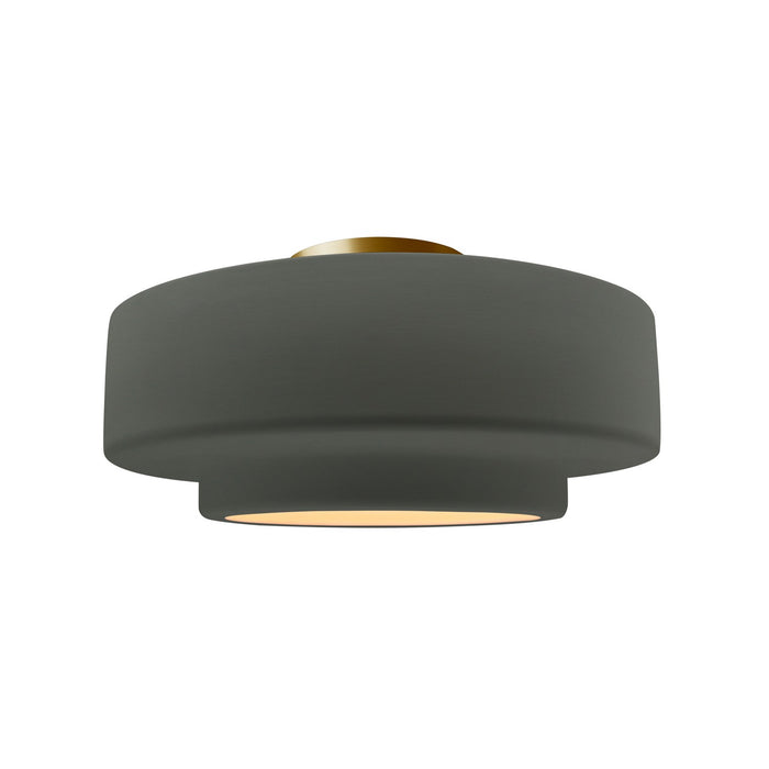 Justice Designs - CER-6363-PWGN-BRSS - One Light Semi-Flush Mount - Radiance - Pewter Green
