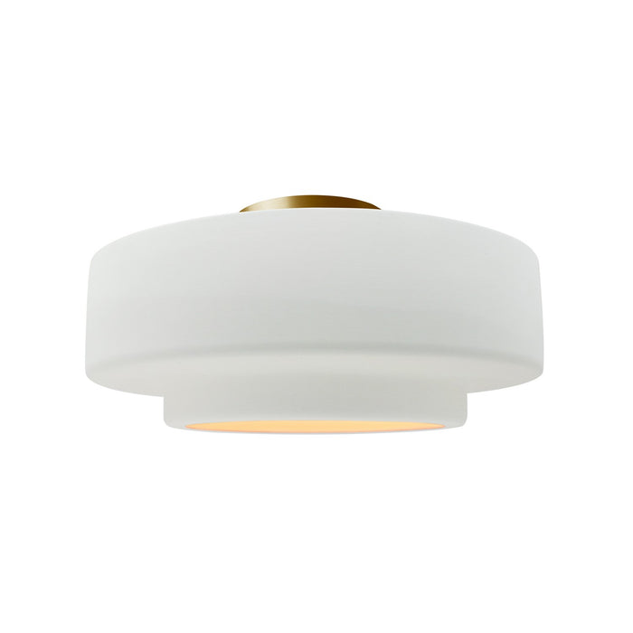 Justice Designs - CER-6363-WTWT-BRSS - One Light Semi-Flush Mount - Radiance - Gloss White (outside and inside of fixture)