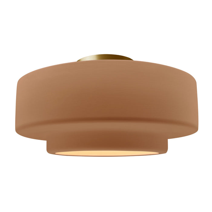 Justice Designs - CER-6365-ADOB-BRSS - One Light Semi-Flush Mount - Radiance - Adobe