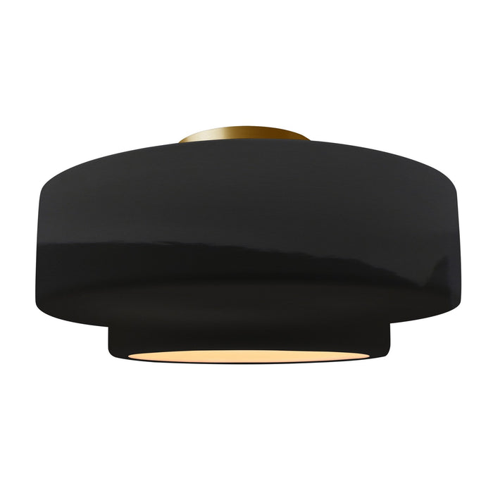 Justice Designs - CER-6365-BKMT-BRSS - One Light Semi-Flush Mount - Radiance - Gloss Black w/ Matte White