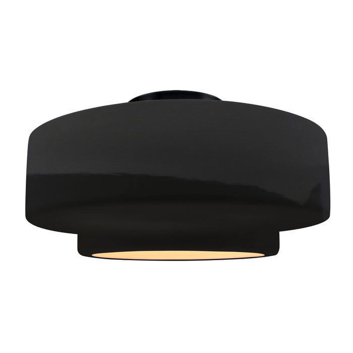 Justice Designs - CER-6365-BKMT-MBLK - One Light Semi-Flush Mount - Radiance - Gloss Black w/ Matte White