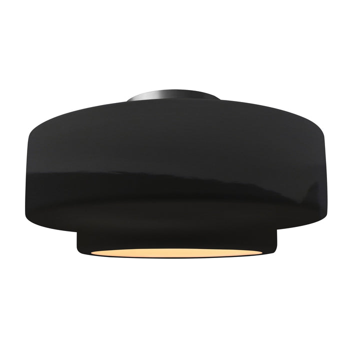 Justice Designs - CER-6365-BKMT-NCKL - One Light Semi-Flush Mount - Radiance - Gloss Black w/ Matte White