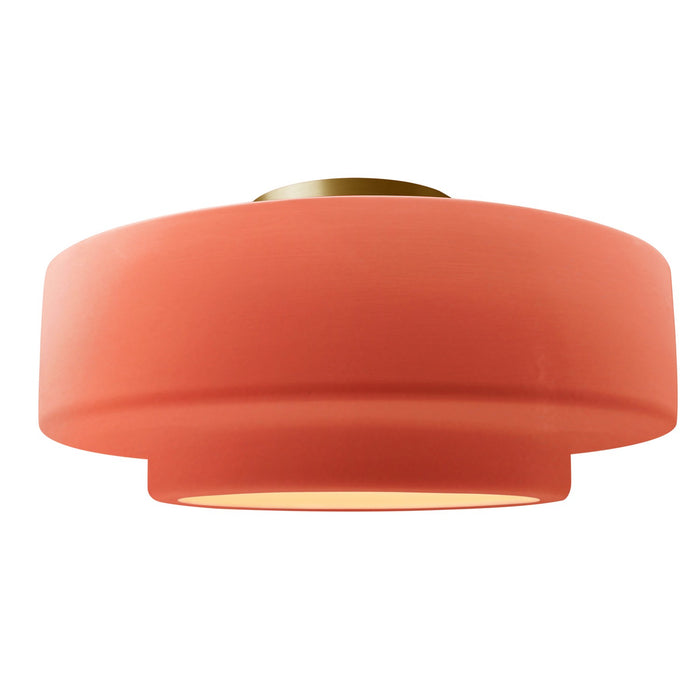 Justice Designs - CER-6365-BSH-BRSS - One Light Semi-Flush Mount - Radiance - Gloss Blush
