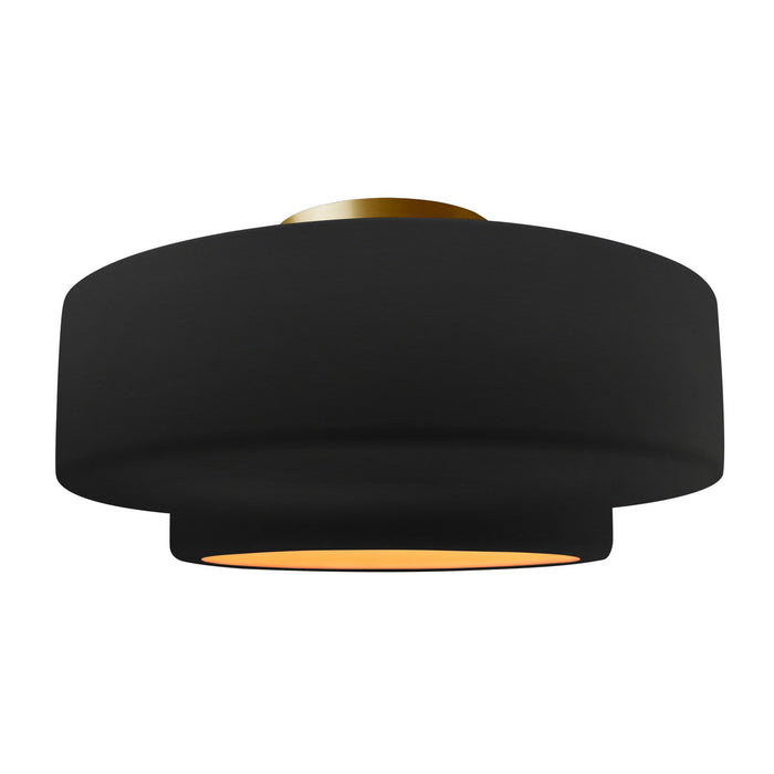 Justice Designs - CER-6365-CBGD-BRSS - One Light Semi-Flush Mount - Radiance - Carbon Matte Black w/ Champagne Gold